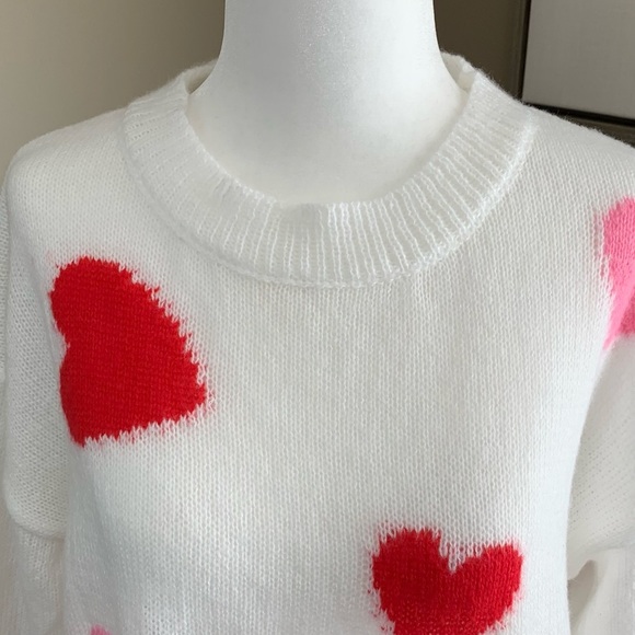NWOT SHEIN Heart Pattern Pullover Knit Sweater - Picture 2 of 10